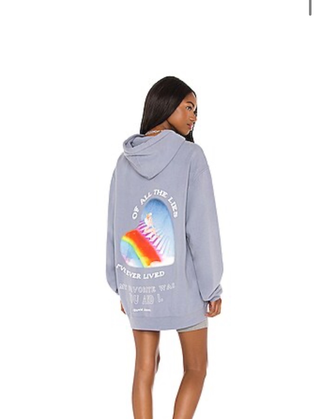 Boys Lie Lavender Graphic Hoodie with Rainbow Back Print